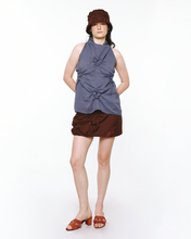 Load image into Gallery viewer, Quatrefoil Cowl Neck Top Blue
