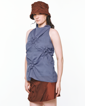 Load image into Gallery viewer, Quatrefoil Cowl Neck Top Blue