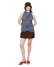 Load image into Gallery viewer, Quatrefoil Cowl Neck Top Blue