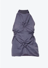 Load image into Gallery viewer, Quatrefoil Cowl Neck Top Blue