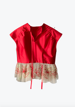 Load image into Gallery viewer, Festive Multi-color embroidered peplum top