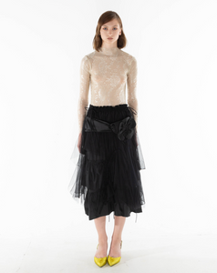 Draped Midi Floral Skirt