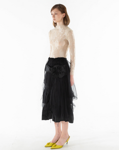 Draped Midi Floral Skirt