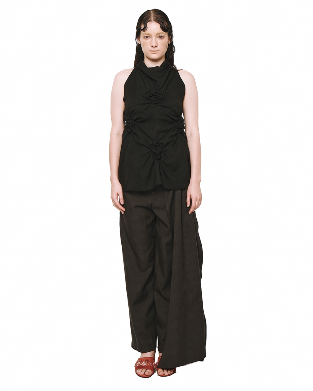 Quatrefoil Cowl Neck Top Black