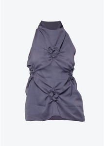Quatrefoil Cowl Neck Top Blue