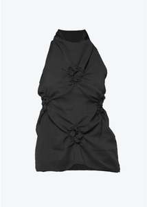 Quatrefoil Cowl Neck Top Black