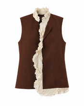 Load image into Gallery viewer, Contrast Sculpted Ruffle Top
