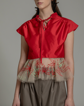Load image into Gallery viewer, Festive Multi-color embroidered peplum top
