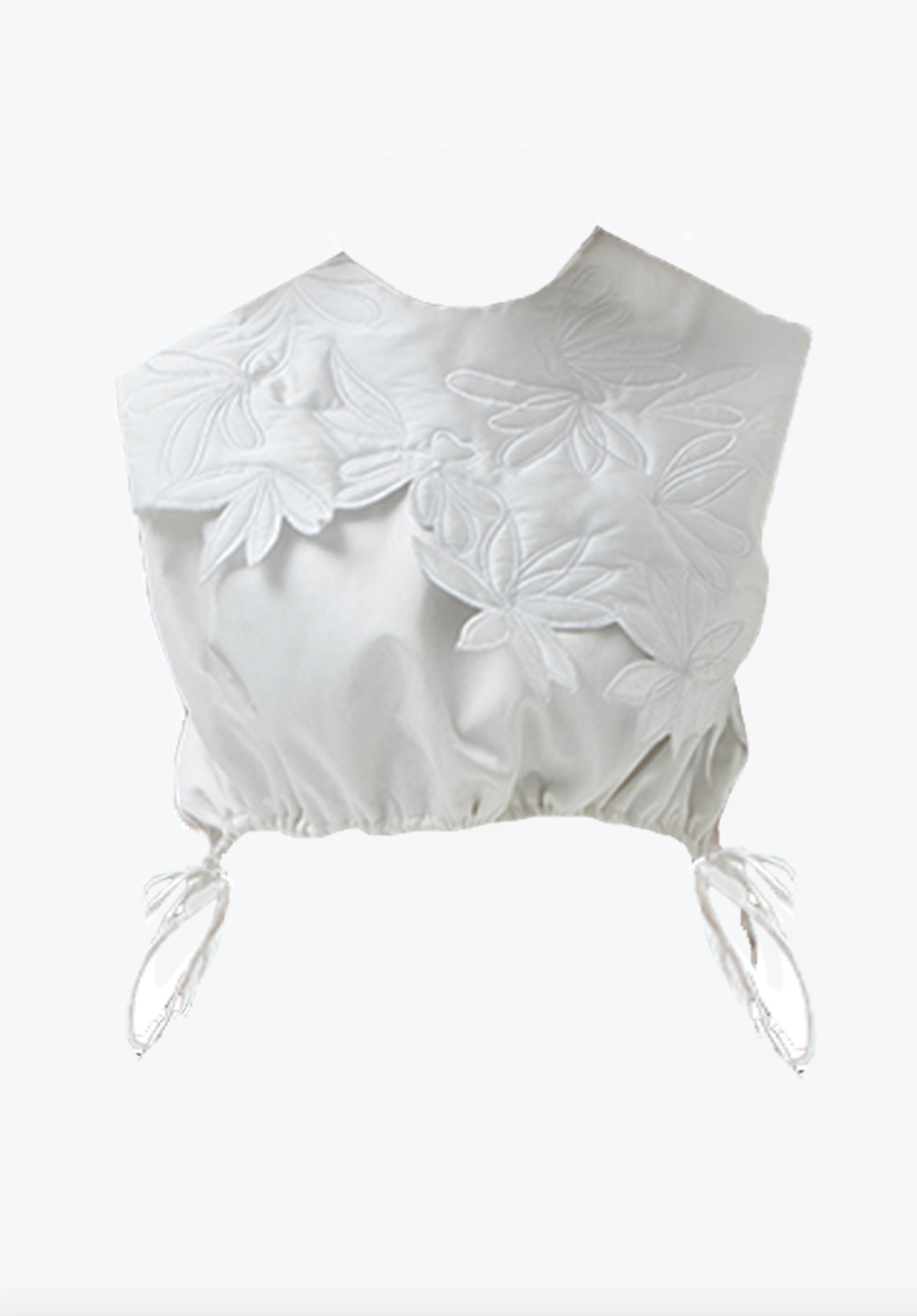 Cropped White Embroidered Top